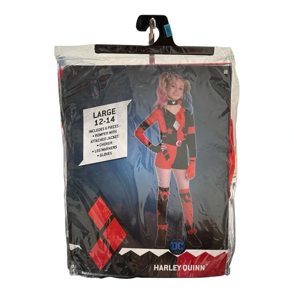 NWT Harley Quinn Halloween Costume Dress Up Cosplay DC Comics Child Large 12-14 - Picture 3 of 4